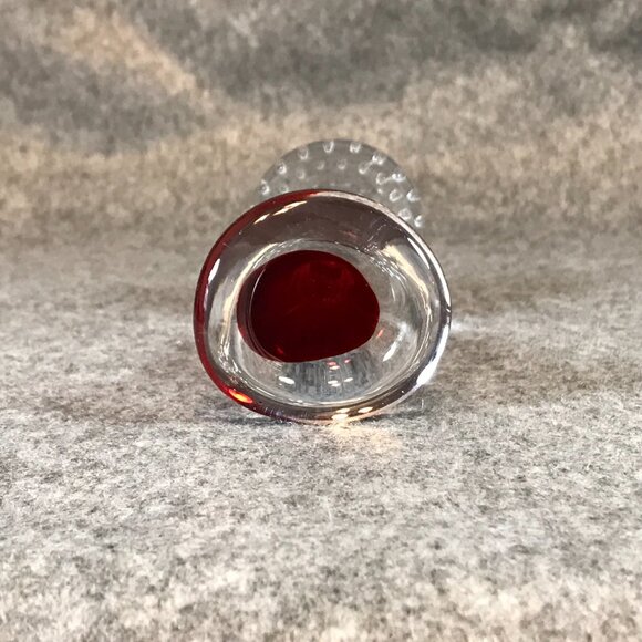 Vintage Glass Red Single Bud Vase Controlled Bubble Base - Picture 6 of 8